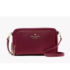 New Kate Spade Staci Dual Zip Around Crossbody Blackberry Preserves